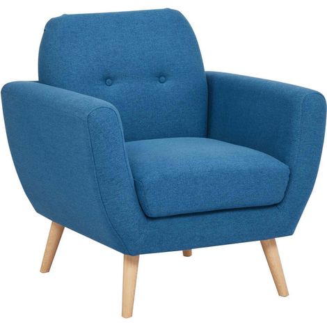 Poltrona da salotto in tessuto forma a conchiglia Blu Petrolio Loren