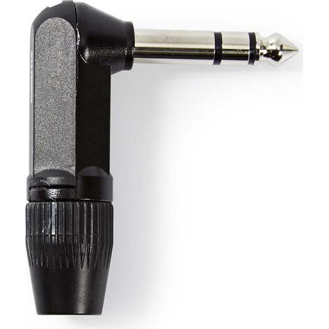 Conector de audio en angulo masculino niquelado soldar diametro de entrada del cable 80 mm aluminio negro bolsa de plastico 1 pc