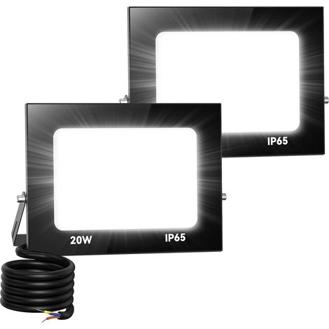 2x 20W Projecteur Exterieur LED, 2000LM Spot LED Extérieur, 6000K Blanc Froid Projecteur Led IP66 Imperméable Spot LED, Sécurité Floodlight pour Jardin Cour Terrasse Square Usine (1/5)