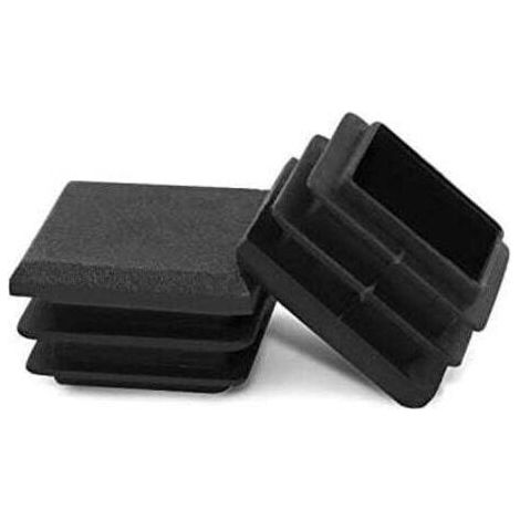 Lot de 20 embouts en plastique noir pour tubes carrés de 25 x 25 mm - en polyéthylène (1/4)