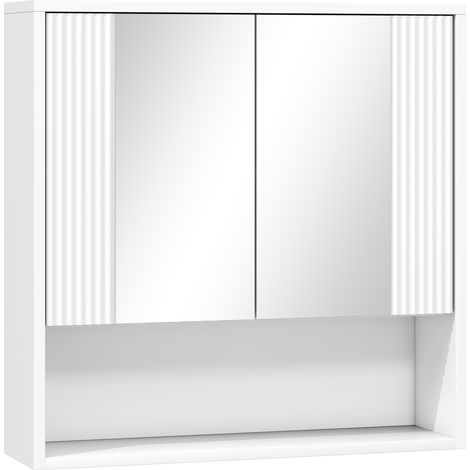 Armadietto da Bagno Parete 60x16x60 cm Mobiletto Ante Soft-Close e Ripiano Regolabile in MDF Bianco (1/5)