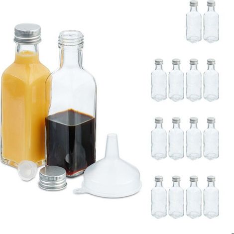 Mini Bouteille En Verre - 100 Ml - Bouchon À Vis - Transparent Argenté - Pour Liqueurs Huiles Et Herbes - Lot De 16 (1/5)