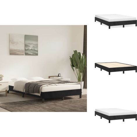 Cadre de lit sans matelas noir 120x190 cm velours - Cadre De Lit - Lit Double - Lit Velours - Lit Noir - Meuble Chambre (1/5)