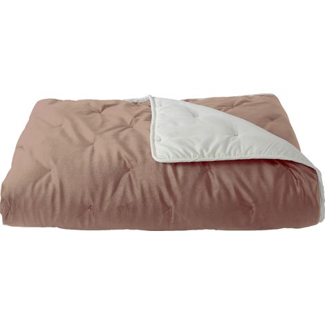 Jeté de lit réversible en velours et microfibre Taupe 150x200 cm (1/3)