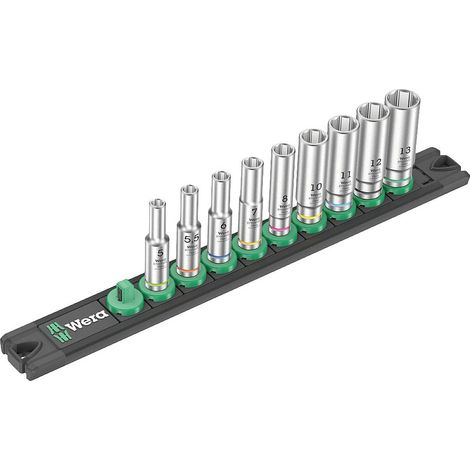 Barre magnétique à douilles Wera A Deep 1 Jeu de douilles longues, entraînement 1/4", 9 pièces (1/5)