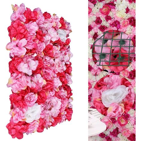 12 Stück künstliche Blumen Wand Rosen Wand Kunstblumen Panel Kunstblumen Wand Seide Blume Wand Panel für Hochzeit Hintergrund Fotografie Veranstaltungsort Dekor Haus Garten Party 60 x 40 cm