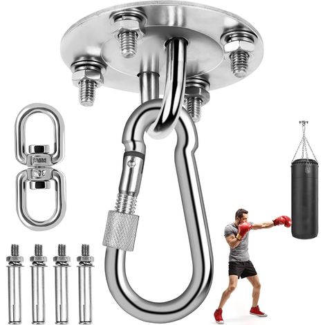 Crochet Plafond Lourde Acier Inoxydable 400 kg Capacité, 360 ° Rotation Crochet de Plafond, Support de Plafond Suspension pour Chaise Suspendue, Balançoire, Serviette Yoga, Sac de Frappe, Hamac (1/5)