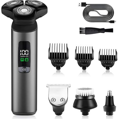 Electric Shaver, Men's Electric Shaver, Beard Trimmer Magnetic Cutting Head, IPX7 Waterproof, Wet (1/5)