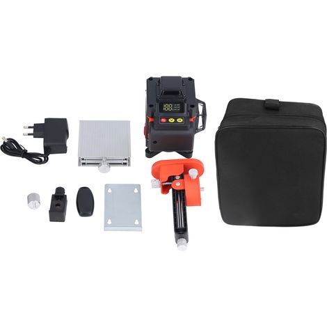 Niveau laser 16 lignes 4D autonivelant avec télécommande, écran numérique, prise EU 110‑240V, couleur orange (1/5)
