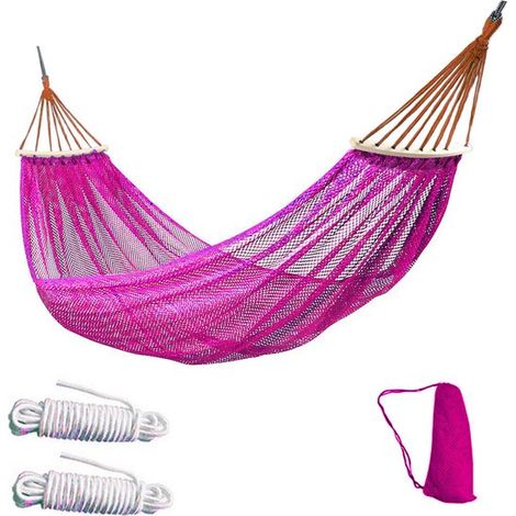 Hamac - Double et simple Hamacs - 260130 cm - Accessoires de camping - Hamac léger avec filet de glace - Inclut sac de, 200 (1/5)