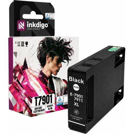 Inkdigo T7901 Tinte kompatibel mit Epson WorkForce Pro WF-5110DW WF-5690DWF TÜV-zertifiziert (1/4)