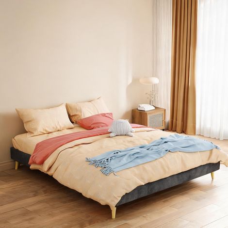 Tête de lit coloris gris en tissu métal 200 x 160 x 14 cm (1/5)