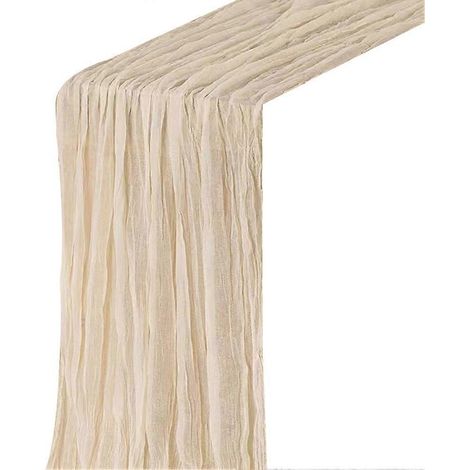 Tischläufer aus Baumwollgaze im Bohème-Stil, lang und rustikal, beige, 4-teilig (1/5)