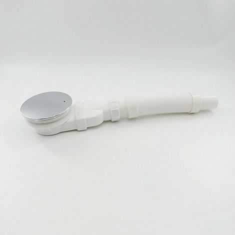 Bonde de Douche Extra-Plate Dôme ABS, blanc(Vidange+tuyau) (1/5)