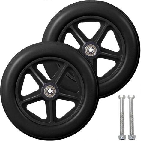 Roulette avant de 8 pouces, 2 roues de rechange pour fauteuil roulant, pneu solide antidérapant, 190 mm gris en noir