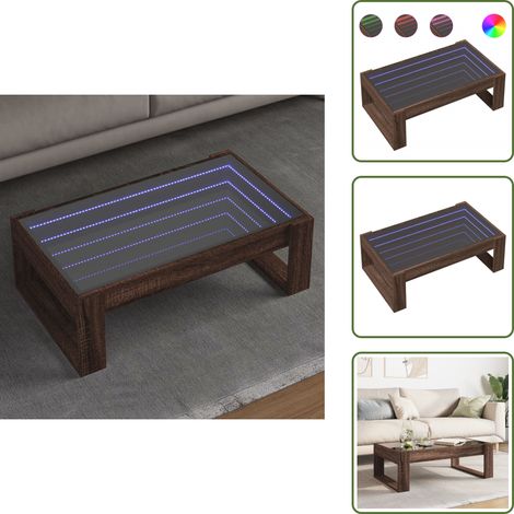 Couchtisch mit Infinity-LED Braun Eichen-Optik 90x53x30 cm - Couchtisch - Couchtische - Beistelltisch - Sofatisch (1/5)