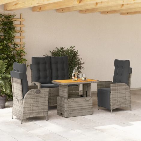 vidaXL 4 Piece Garden Dining Set with Cushions Grey Poly Rattan (1/5)