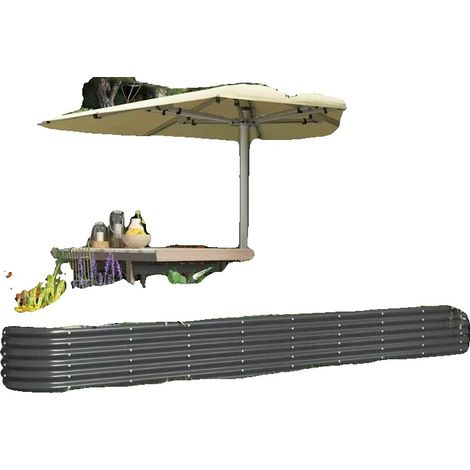 Huerto elevado, acero galvanizado, longitud 120 cm, ancho 80 cm, altura 30 cm, capacidad de carga 300 kg. (1/5)