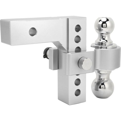 Verstellbarer Anhängerhaken 15 cm, Tragfähigkeit 5669 kg, Edelstahl, 5 cm Aufnahme für schwere LKW, Anhängerhaken, Hebe-/Senkfunktion, elektroversilbert, GTW, Schwerlast-Anhängerkupplung. (1/5)