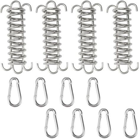 ALLIANDIS4 Pièces Ressort De Traction Métal Intégré Tension du Tendeur avec 8 Pcs Mousqueton, Ressort De Tension du Tendeur en Acier Inoxydable, Tendeur de Ressort en Forme de U pour Tente, Store, Bat (1/5)