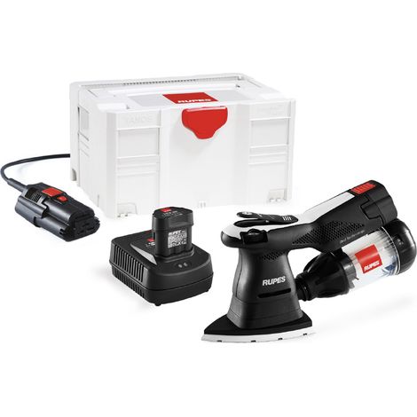 Kit mini ponceuse plateau triangulaire avec 2 batteries + Chargeur + Bloc d'alim rechargeable + Filtre green tech + Systainer - RUPES - HSS73/BLX (1/4)