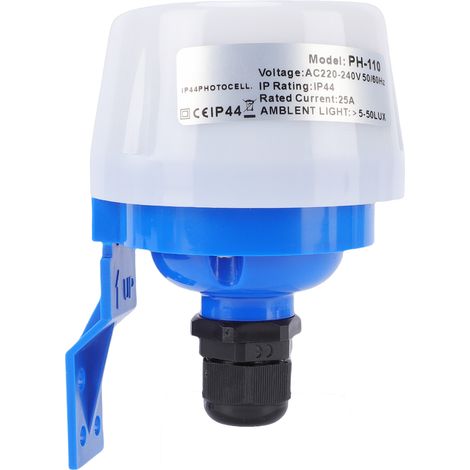 Interrupteur de commande d'éclairage public 25 A IP44 étanche à la pluie, interrupteur photoélectrique à détection automatique de lumière pour éclairage extérieur (1/5)