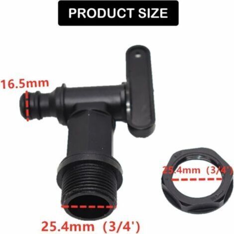 Robinet Cuve Plastique,Adaptateur de Boîte de Rangement D'eau,Raccord Robinet Cuve,Robinet Cuve eau de Pluie pour Recuperateur Eau de Pluie, Réservoir de Carburant pour Recuperateur Eau de Pluie (1/3)