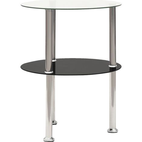 Maison Exclusive - Tavolino a 2 Livelli Trasparente e Nero 38cm in Vetro Temperato