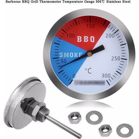 Thermomètre de cuisson pour barbecue/fumoir en acier de 5 cm (2 pouces) à 300 °C. (1/4)
