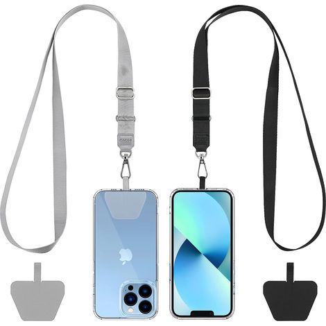 Chaîne universelle pour téléphone portable, 2 cordons de cou réglables et 2 patchs résistants, compatible avec les cordons pour téléphone portable autour du cou (1/5)