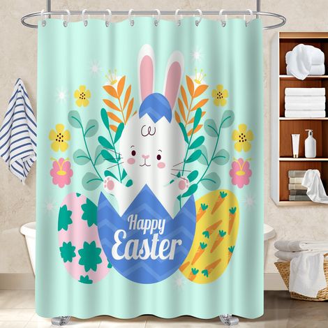 Voile de douche polyester 180x180 léger rideau imperméable pour idéal location saisonnière (1/5)