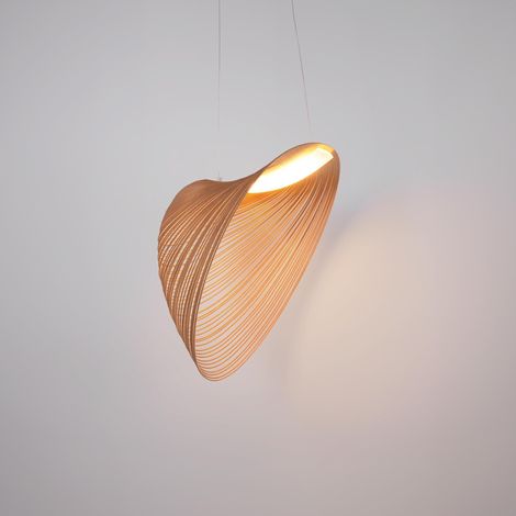 Lampe suspension design en bois "Bogam 40" - 14W - ø 40cm - Blanc Chaud (1/5)