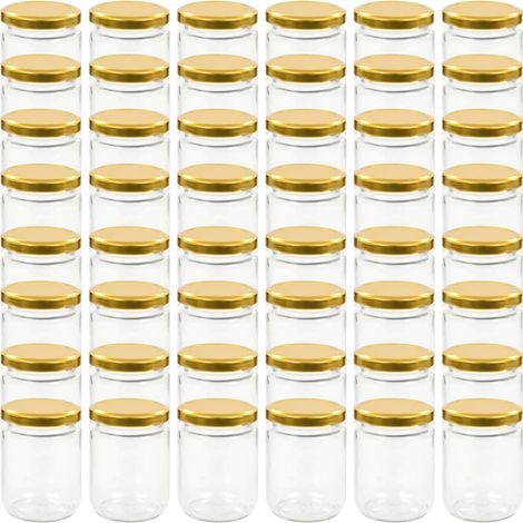 48 pcs Pots à confiture avec couvercle doré Verre 230 ml CFW44075 (1/5)