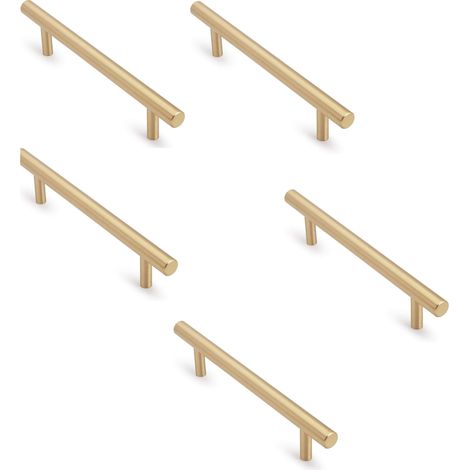 Poignée Meuble - Acier Inoxydable Doré - Entraxe 128 mm - Pour Tiroir Porte Placard Cuisine Salle De Bain - Lot De 5 (1/5)