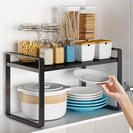 Étagère de rangement extensible pour placard de cuisine, étagère à épices, étagère de placard (1/3)