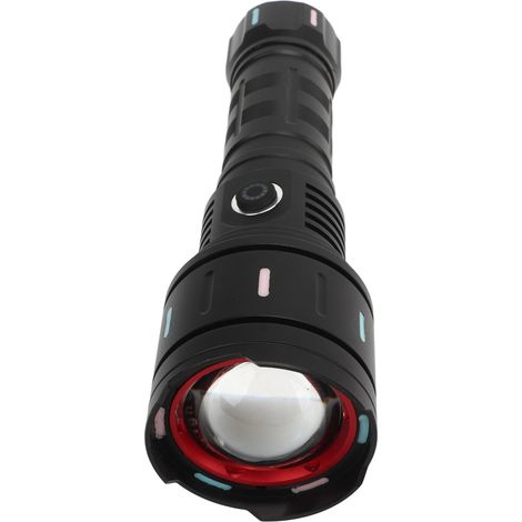 Ultrahelle 10000 lm LED-Taschenlampe, wasserdicht, wiederaufladbar, zoombar und leistungsstark, ideal für Camping und Notfallsituationen. (1/5)