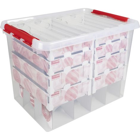 Sunware Weihnachtsbox Q-line 72L mit Einsatz für 128 Kugeln transparent 60x40x42cm (1/3)