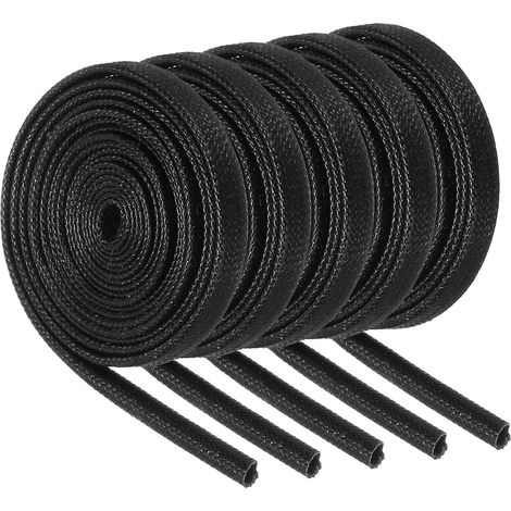 Manchons Coupe-Feu pour Tresse d'Isolation de Fil, Gaine en Fibre de Verre Enduite de Silicone Haute Température pour Le Câblage Électrique des Conduites Automobiles Noir 1,5mm (1/5)
