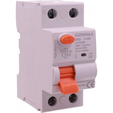 RCCB Interruttore Differenziale Puro Tipo A-SI Super Immunizzato, 1P+N 2M 10000A 30mA AC 230V IP20 GYL9 Elettromeccanico, Corrente Disponibili 25A 40A 63A 100A (40A)