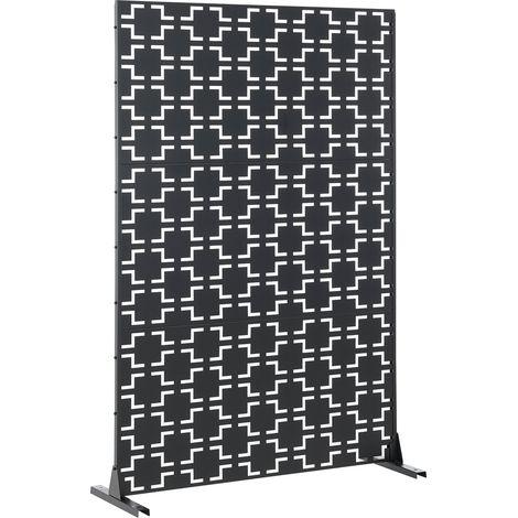 Parete divisoria per uso esterno e interno 180 x 120 x 40 cm acciaio zincato nero 030009268