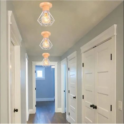kawoo 3pcs Plafonnier Vintage en Cage Couloir,Lampe Plafonnier Industrielle en Métal pour Salon Chambre (1/4)