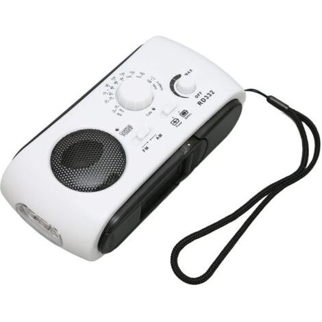 Radio à Manivelle, Radio d'urgence Solaire AM FM Portable pour Le Camping pour la Randonnée (White)