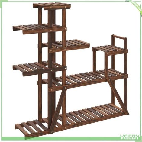 Support à fleurs - FAFEICY - 362867 - Bois massif sapin - 110x25x111 cm - Naturelle carbonisée (1/5)
