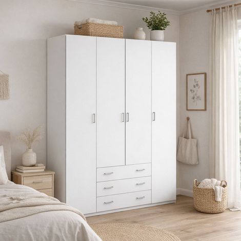 Ropero Grande Amoruccio, Armario Habitación Perchero, 49.5x200.4h cm Blanco (1/5)