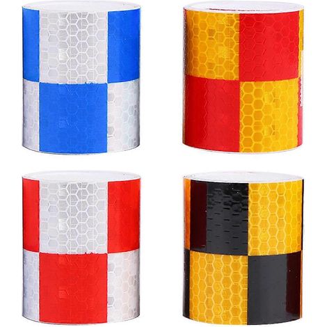 4 rouleaux de ruban adhésif réfléchissant de sécurité pour voiture et train, bande de signalisation réfléchissante, autocollants fluorescents pour voiture-1005CM (1/3)