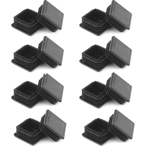 Confezione da 16 tappi terminali a doghe quadrate - 40 x 40 mm - Nero - Tappi a doghe - Prodotti in metallo per sedie, scaffali (1/5)