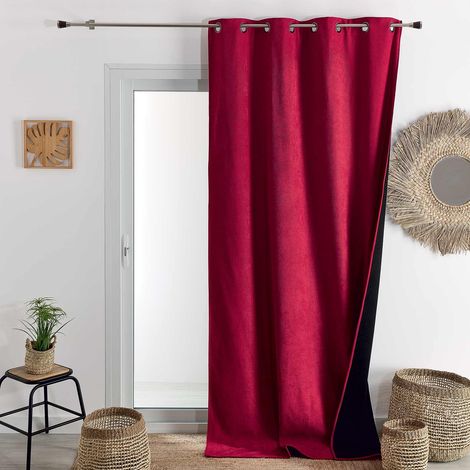Rideau thermique phonique et semi occultant KONFOR Rouge 140x180 cm