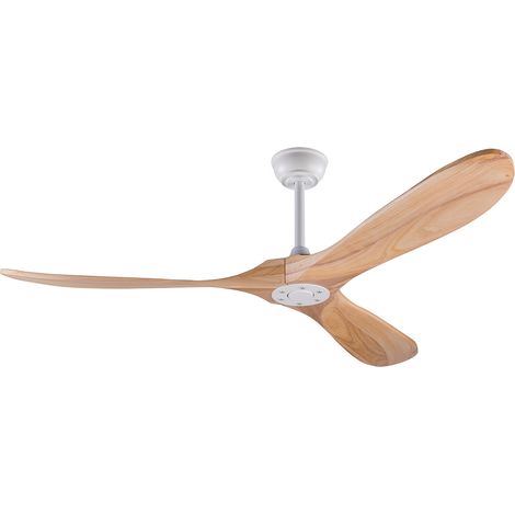 ELVMI Ventilador de Techo sin Luz con Motor Reversible en Metal y Madera Blanco Natural 103 x 19 x 19.5 cm (1/5)