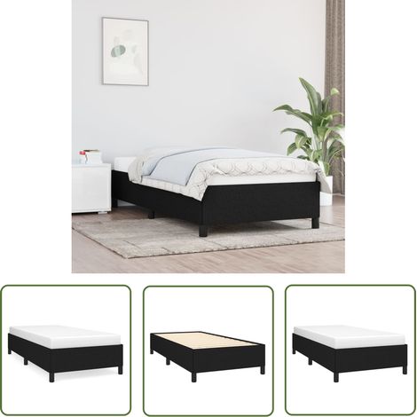 The Living Store Bettgestell ohne Matratze Schwarz 100x200 cm Stoff - Bettrahmen - Doppelbett - Boxspringbetten - Lattenrost - Schlafzimmermöbel (1/5)