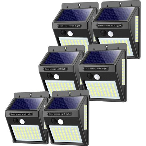 Lampes solaires pour extérieur avec détecteur de mouvement, ,haute qualité 100LED-1000Lumen lumière solaire extérieure 1200mAh applique murale étanche solaire Led détecteur-6 pièces (1/5)